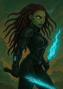 Lizard Warrior with Electric Sword