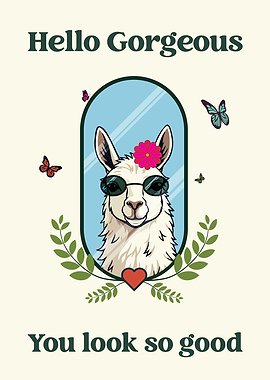Cute Funny Llama Poster with Sunglasses