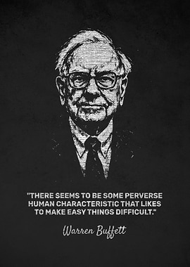 Warren Buffett Easy Difficult Quote Portrait