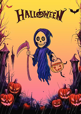 Halloween Grim Reaper Pixel Art