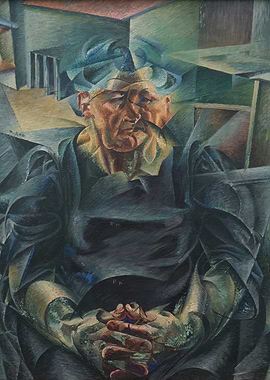 Cubist Portrait of a Man Smoking by Umberto Boccioni