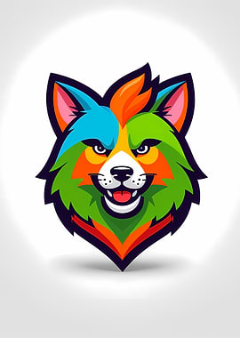 Colorful Fox Mascot Vibrant Rainbow Wolf Mascot Logo