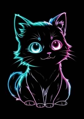 Neon Cat Portrait