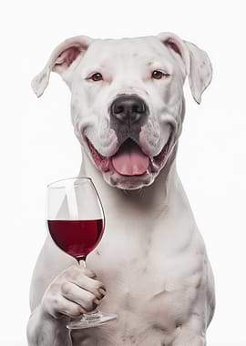 Dogo Argentino dog with Wine Glass