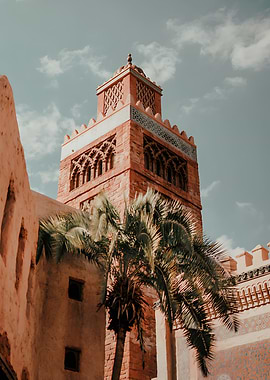 Moroccan Architecture with Palm Trees