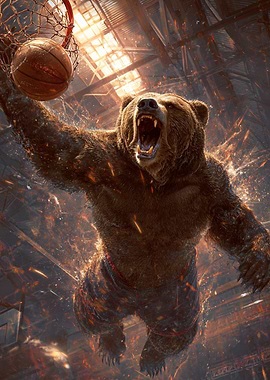 Bear Slam Dunk in Mid-Air
