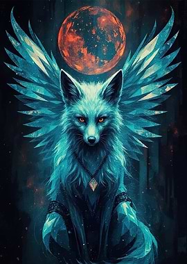 Winged Fox Moon Animal