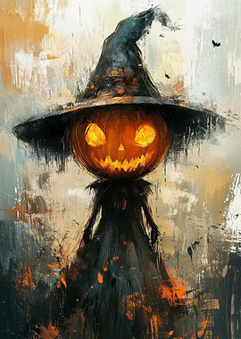 Halloween Pumpkin Witch Digital Art