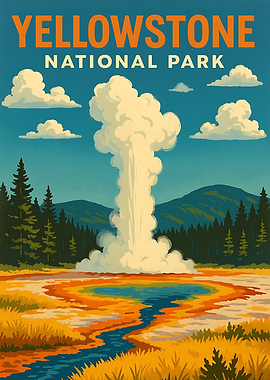 Yellowstone National Park Vintage Poster
