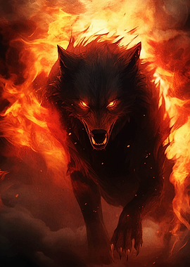 Fiery Wolf Illustration