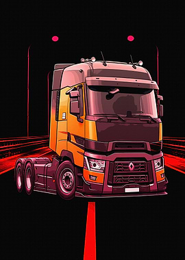 Renault Truck on Dark Road