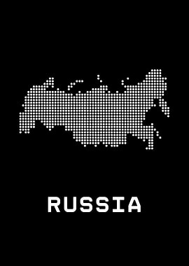 Russia Map Dotted White on Black