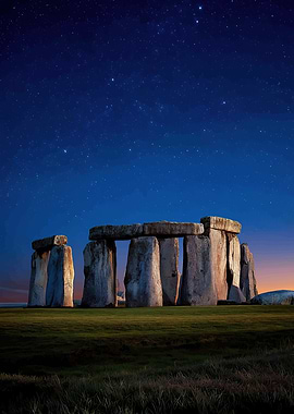 Stonehenge at Night Under Starry Sky