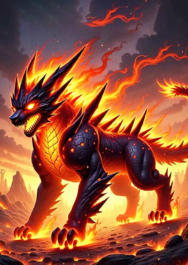 Fiery Wolf Creature