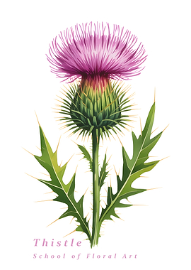 Watercolour Thistle Flower Illustration