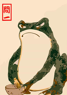 Grumpy Frog with Mortar and Pestle