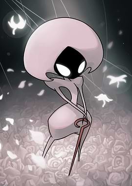 Hollow Knight character in floral setting