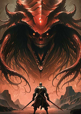 Knight facing demonic entity