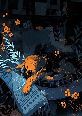Sleeping Dog Illustration