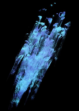 Abstract Blue Particle Cloud on Black