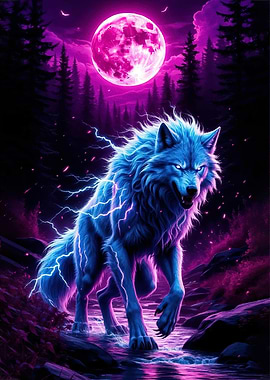 Electric Wolf Moon Animal