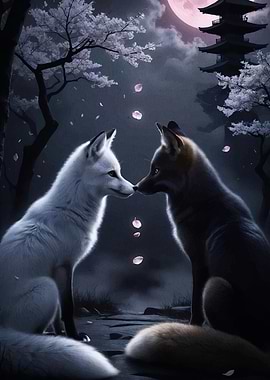 Fox animal moonlight