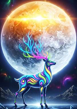 Psychedelic Deer Moon
