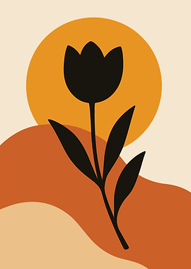 Minimalist Floral Art with Abstract Shapes