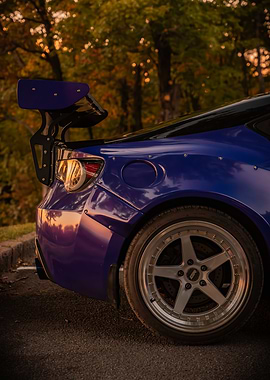Modified Blue Sports Car Rear View