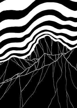 Abstract Black and White Mountainscape
