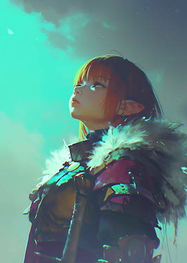 Elf Warrior Looking Upward