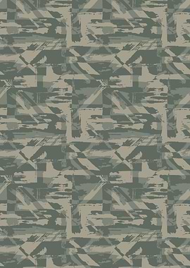 Abstract Camouflage Pattern in Green and Beige