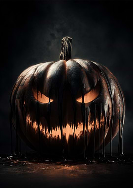 Dark Halloween Pumpkin with Dripping Liquid