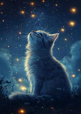Cat gazing at the stars