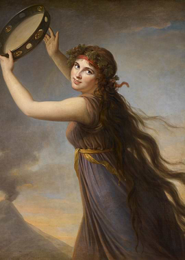 Young Woman with Tambourine Painting