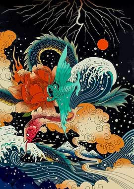 Dragon, Fish, and Floral Fantasy