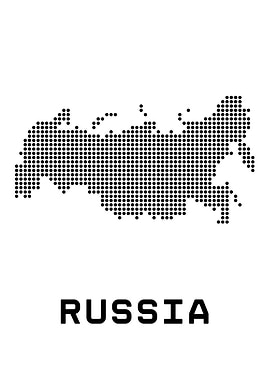 Russia Map Dotted Black and White