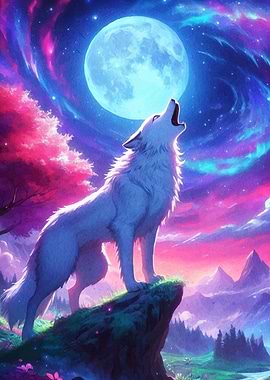 Wolf Howling Moon
