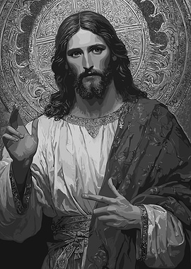 Monochrome Portrait of Jesus Christ