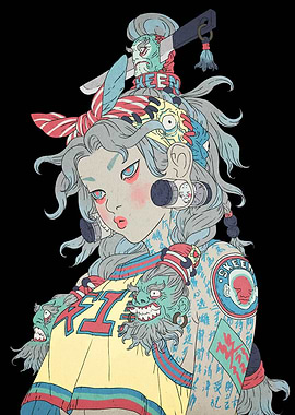 Stylized Portrait with Japanese Influences