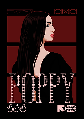 Poppy Portrait with Geometric Accents