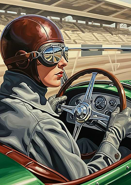 LA PILOTE DE COURSE (The Racing Driver) - Original Art Deco Artwork