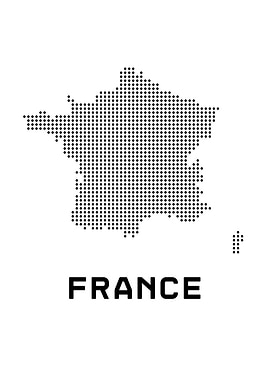 France Map Dotted Black and White