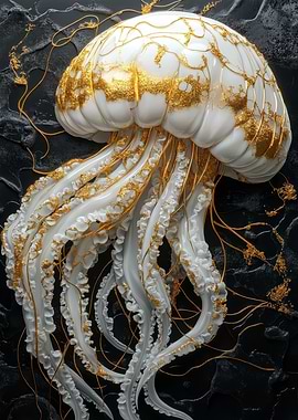 Golden Jellyfish Art