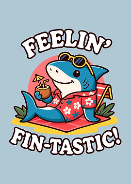 Feelin' Fin-tastic Cartoon Shark Vacation