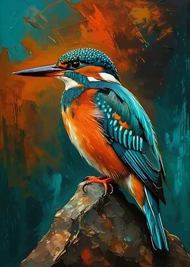 Colorful Kingfisher Bird Painting