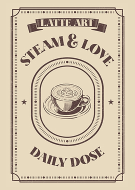 Latte Art Vintage Coffee Poster