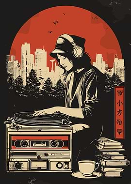 Urban DJ with Retro Equipment