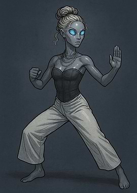 Alien Woman in Fighting Stance