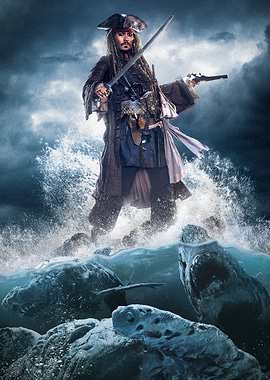 Captain Jack Sparrow with Sea Creatures